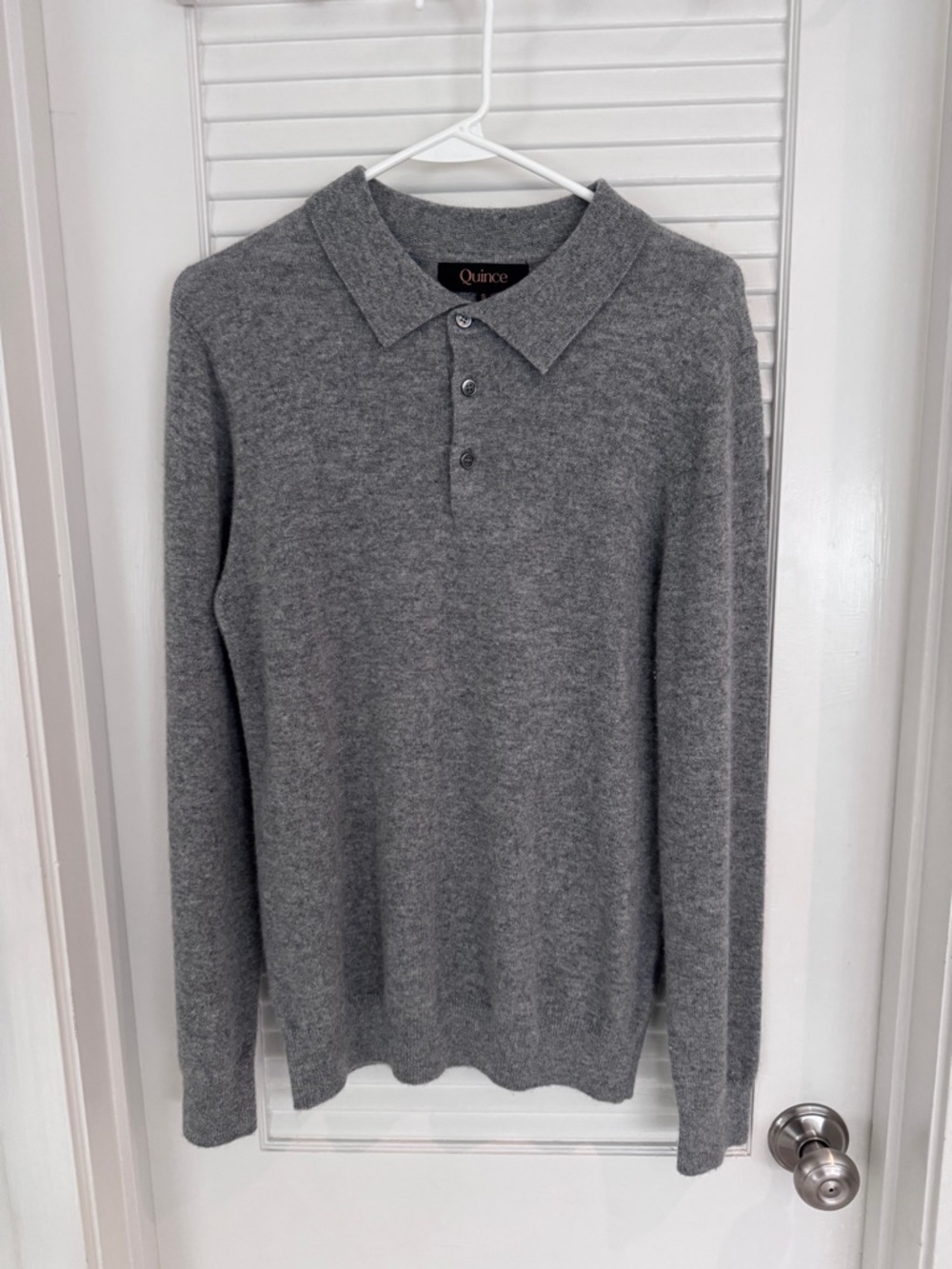 Quince Mongolian Cashmere Polo Sweater in Grey